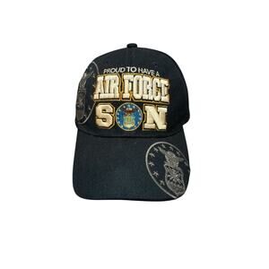 US Warriors Proud To Have An Air Force Son Embroidered Navy Blue Adjustable Hat